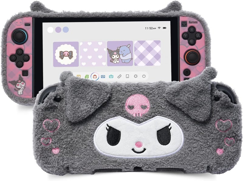 Kuitmor Cute Plush Protective Case Compatible with Switch 2 (2025), Anti-Scratch and Shock-Absorption Hard PC Shell Cover for Switch 2 Game Console and Joystick Controller - KLM - Image 1